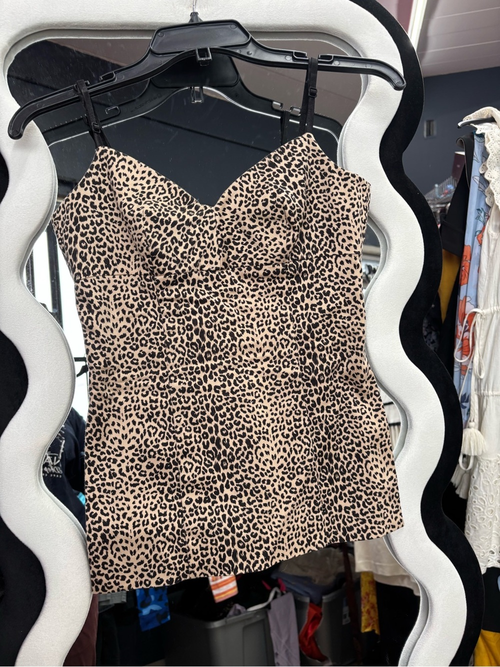 bebe Leopard Print Tan and Black Cami Top